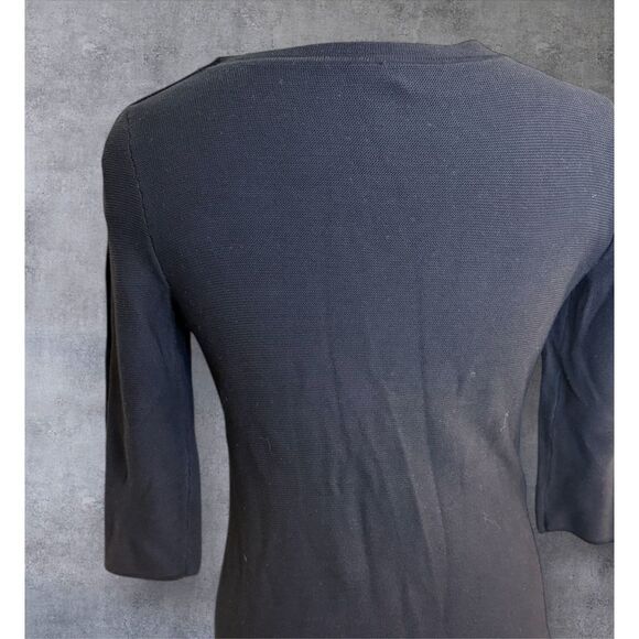 Talbots Textured Knit Top Sz. Sm. Black 3/4 Sleeves W/ Buttons - Picture 8 of 12